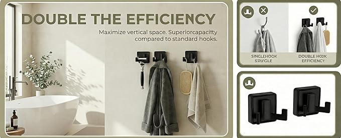 5-Piece Square Matte Black Bathroom Hardware Set - Wall Mounted Towel Bar Bath Accessories