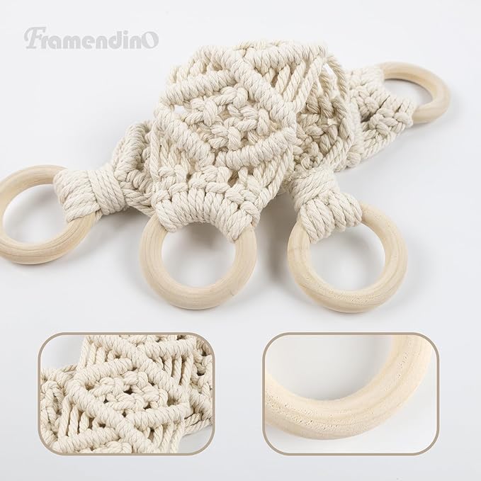 Framendino, 2 Pack Kitchen Crochet Towel Hanging Ring Towels Holder with Loop for Cabinets Oven Door Bathroom (White)