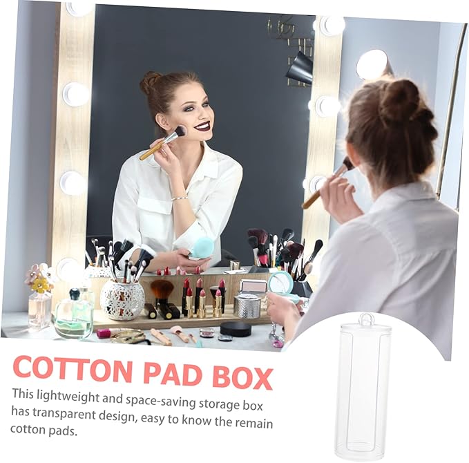 Cylindrical Plastic Hair Ring Organizer Lid 1-piece Makeup Storage Box for Hair Ties and Cotton Pads for Vanity and Bathroom Use