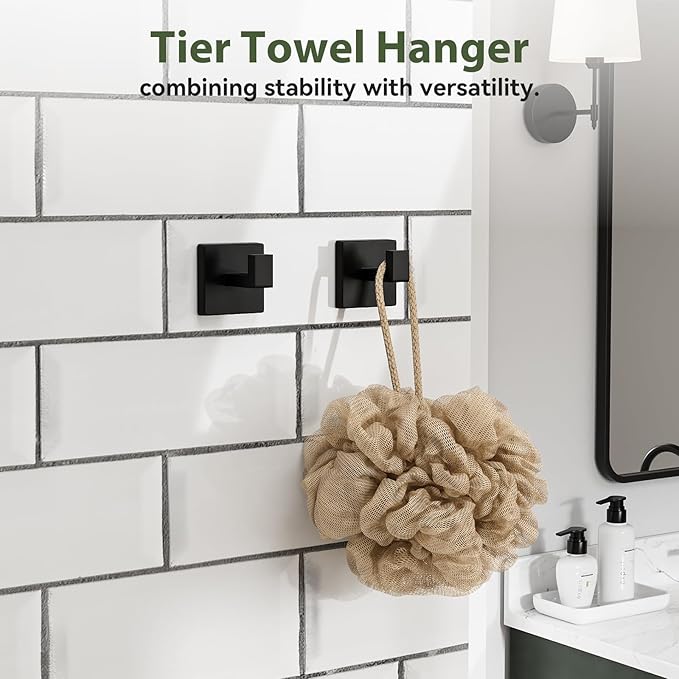 10-Pieces Matte Black Bathroom Accessories Set, 24 Inch Bathroom Hardware Set, SUS304 Stainless Steel Bath Towel Bar Set, Towel Racks for Bathroom Wall Mounted