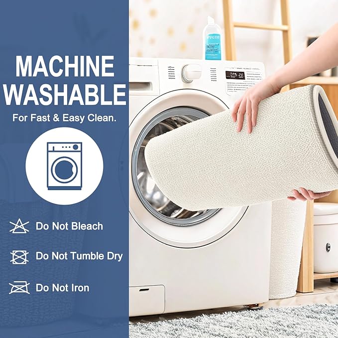 OLANLY Thick Memory Foam Bath Mat Rug 34x21, Extra Soft Absorbent Bathroom Rug, Quick Dry Bath Mats, Non-Slip, Machine Washable Carpet for Bathroom, Tub and Shower, Home Decor Accessories, Ivory