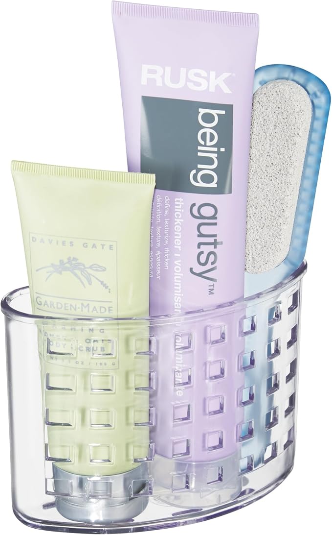 iDesign Suction Cup Shower Caddy Basket - Bathroom Storage Organizer - Clear - Made in USA