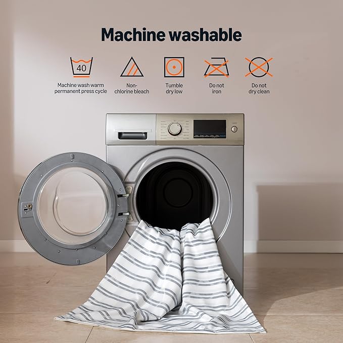 Amazon Basics Geometric Jacquard Fabric Shower Curtain for Bathroom, Lightweight, Waterproof and Washable, 72" W x 74" L, Grey Striped