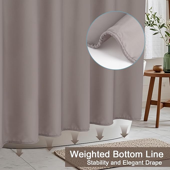 AooHome Standard Size Shower Curtain, Polyester Durable Solid Shower Curtain for Hotel with Hooks, Weighted Hem, Waterproof, Chocolate, 72x72 Inch