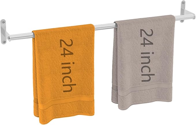 JUYSON 24 Inch Bathroom Towel Bar, Towel Racks for Bathroom Wall Mounted, Stainless Steel Heavy Duty Modern Single Towel Bar Holder Towel Rod Wall Mounted(Single Bar-Brushed Nickel,24 in)