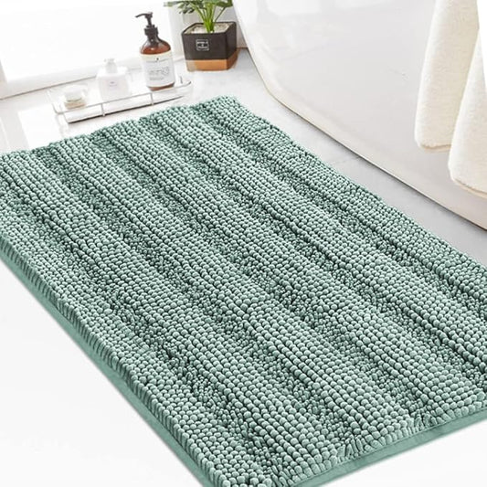 Turquoize Chenille Bath Rugs Shaggy Bathroom Rugs Non Slip Bath Mat for Bathroom 24 x 36 Blue Bath Rug for Bath Room Extra Soft and Absorbent Area Rug, 24"x 36", Duckshell Blue