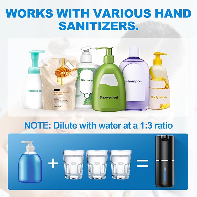 Fantictas Automatic Foaming Soap Dispenser Foaming Hand Sanitizer Touchless 1200mAh Soap Dispenser Rechargeable with Sensor for Bathroom Kitchen