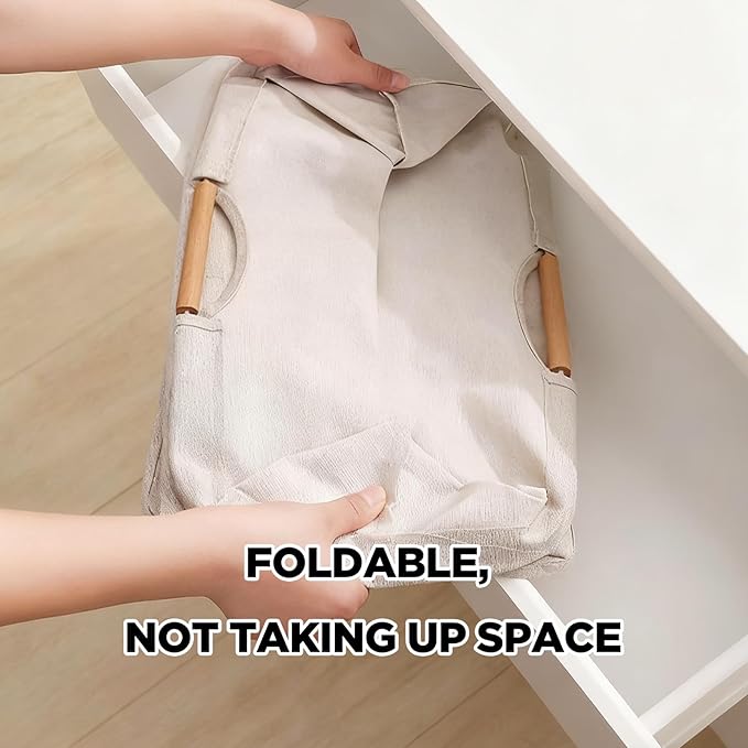 60L Large Laundry Hampers with Handles, Foldable Laundry Hamper for Clothes, laundry basket, dirty clothes basket for Bedroom, Bathroom, Dorm, Laundry Room - 15.3"L x 10.6"W x 20.8"H (Grey)