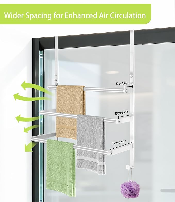 Over The Door Towel Racks for Bathroom, Over The Door Towel Rack, Towel Rack with Hooks for Door Hanging, Towel Bar Over The Door Towel Holder 16Inch, Brushed Nickel
