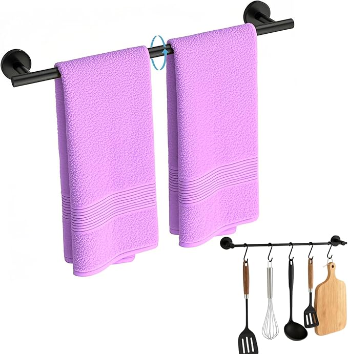 24 Inch Towel Bar, Towel Racks for Bathroom, SUS304 Stainless Steel Towel Bar for Bathroom Wall, Sturdy Towel Holder Bathroom Accessories (Black)