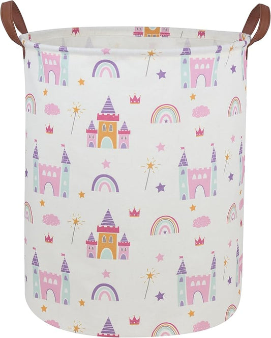 Kids Laundry Hamper Girls Hamper for Nursery Boy and Girl Elephant Hamper Cute Kids Toys Storage Bin Organizer Room Decor for Home(Castle)
