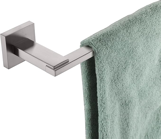 KOKOSIRI 16 Inch Bath Towel Bars Bathroom Towel Holder Towel Rail Kitchen Towel Hanger Necklace Holder Bathroom Accessories Stainless Steel Wall Mounted Satin Nickel B4006BR-L16