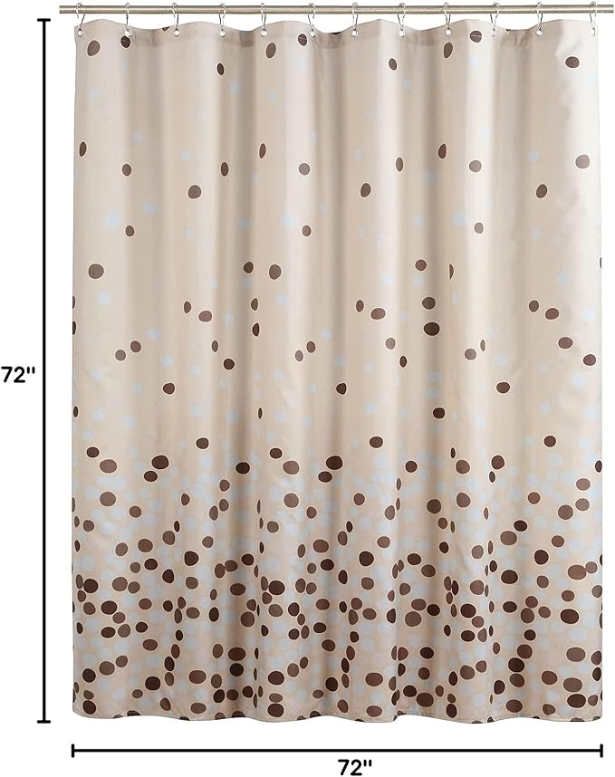 Fabric Shower Curtain, Sand Khaki Brown Ombre Polka Dot Shower Curtains for Bathroom, Waterproof Bathroom Curtains, 72" W x 72" H