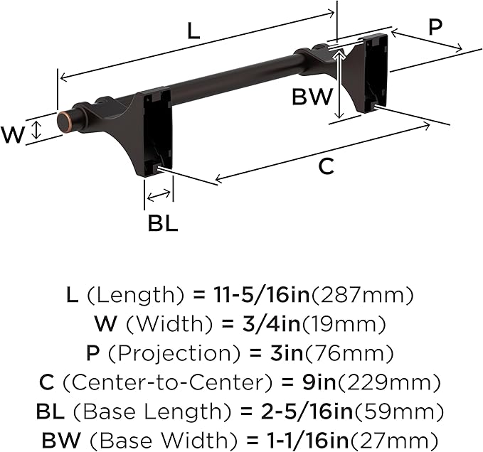 Amerock Davenport Oil-Rubbed Bronze 9 inch (229mm) Towel Bar, BH36055ORB