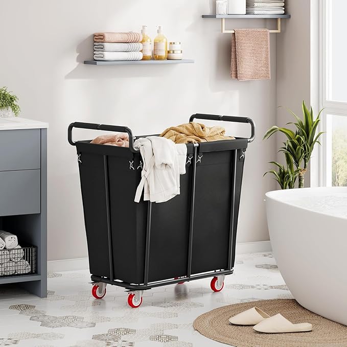 Gewudraw Large Laundry Hamper with Wheels, 360L Rolling Big Laundry Basket for Clothes Storage, Heavy Duty Extra Large Rolling Laundry Cart with Handle, Steel Frame, Waterproof Liner,95.1 Gallons.