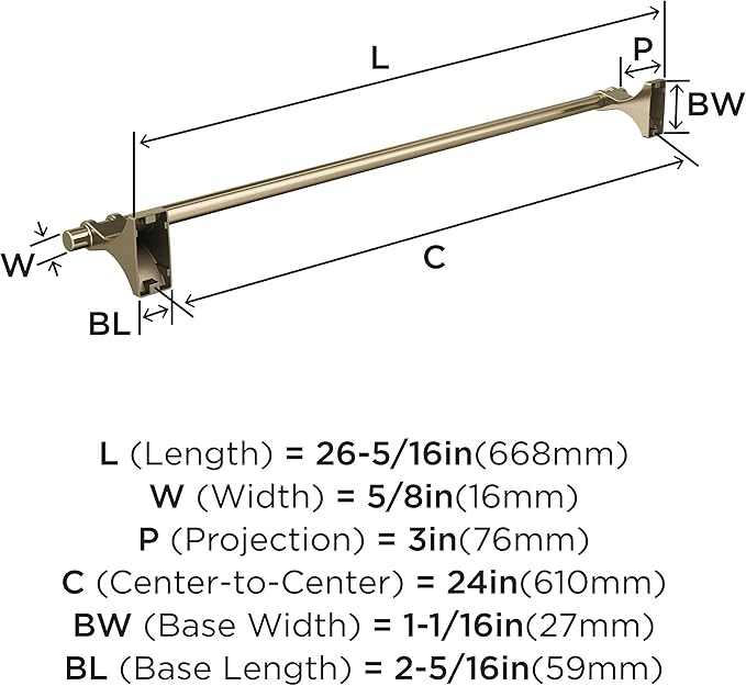 Amerock BH36054BBZ | Golden Champagne Towel Bar | 24 in (610 mm) Towel Rack | Davenport | Bathroom Towel Holder | Bathroom Hardware | Bath Accessories