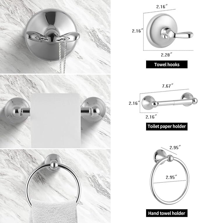 4 Piece Bathroom Hand Towel Holder Set, Adjustable Towel Racks for Bathroom Wall Mounted, Stainless Steel Chrome Towels Bar, 24 Inch Bath Room Accessories Set
