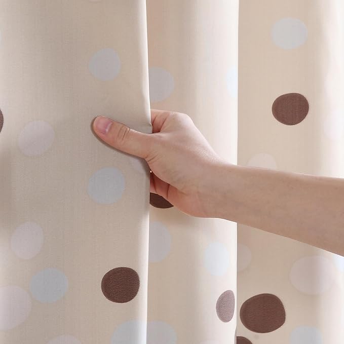 Lucca Classic Pinted Khaki Waterproof Brown Window Curtain Pair,Modern Taupe Polka Dots 2 Panels Set,Each 42" W x 63" L and Total 84" Wide and 63" Long