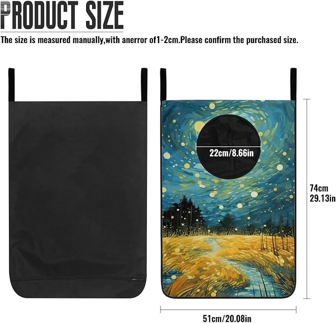ZFRXIGN Oil Painting Over The Door Laundry Hamper Trendy Hanging Laundry Bag for Bathroom, Bedroom Dirty Clothes Laundry Baskets Toys Storage Space Saving Organizer Colorful Design
