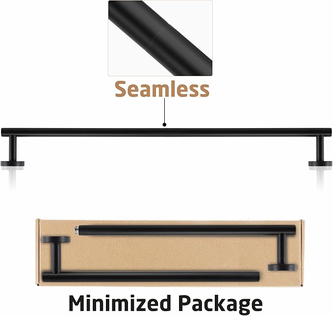 KES Bath Towel Rack Black Towel Bar for Bathroom, Towel Holder Wall Mount 18/8 Stainless Steel Matte Black, Total Length 30 Inch, A2000S76B-BK