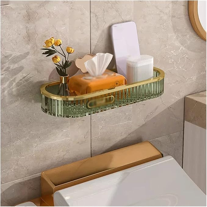 Bathroom Shelf, Plastic storage rack Simple toiletries storage rack Three-layer wall mounted transparent plastic storage rack No punching Simple toilet storage rack ,Wall Shelves for Bathroom(Clear)