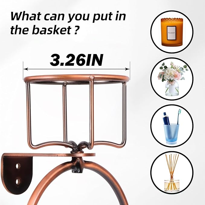 1Pcs Vintage Towel Ring with Candle Holder – Unique Antique Rustic Bathroom Accessories, Towel Holder, Wall-Mounted, Sturdy (Antique)