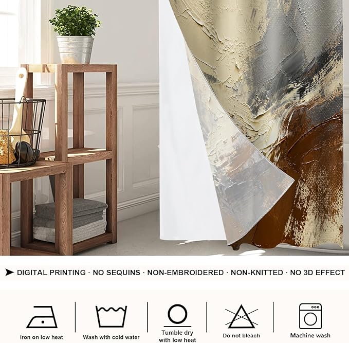 Shrahala Multicolored Modern Abstract No Hooks Shower Curtain with Snap in Liner Set, Artists Oil Paints Closeup Bathroom Décor Polyester Fiber Waterproof for Stall Bathtubs 35.5 X 74 in