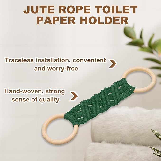uxcell 2Pcs Kitchen Dish Towel Holder, 11"x3" Crochet Towel Ring with Hanging Loop for Cabinet House Oven Stove Door, Dark Green