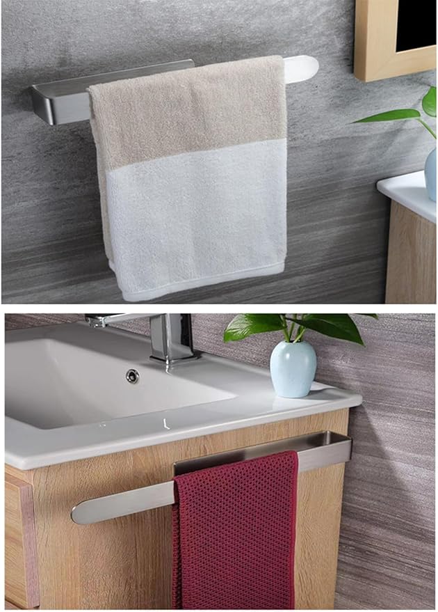 szhdxsy Towel Holder SUS 304 Stainless Steel Brushed Hand Towel Rod, Self Adhesive Towel Holder Towel Rod Towel Rack for Bathroom- Silver 14in