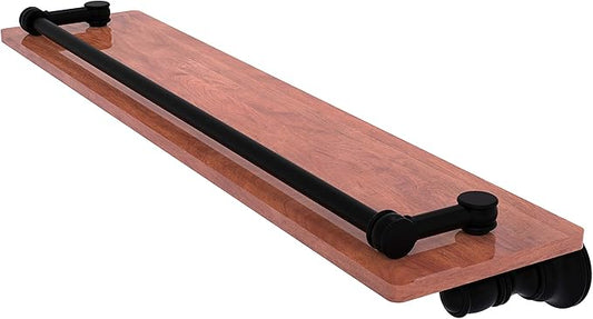 Allied Brass CL-1-22-GAL-IRW Carolina Collection 22 Inch Gallery Rail Wood Shelf, Matte Black
