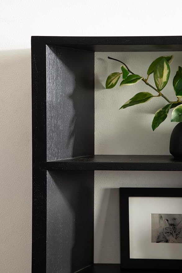 Kate and Laurel Akita Modern Angled Three-Tier Wall Shelf, 20 x 6 x 26, Black, Decorative Over The Toilet Shelf for Use as Bathroom Storage or Living Room Display Shelving