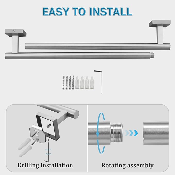 Alise 32 Inch Bathroom Towel Bar, SUS304 Stainless Steel Towel Racks for Bathroom, Towel Rack Wall Mounted Heavy Duty Hand Towel Holder Single Towel Bar, Brushed Nickel