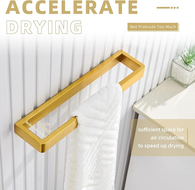 Angle Simple Bathroom Towel Holder, SUS 304 Stainless Steel Hand Towel Holder Rack, Shower Hanger Wall Mounted 11.73", Brushed Dark Gold