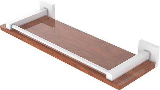 Allied Brass MT-1-16-GAL-IRW Montero Collection 16 Inch Solid IPE Ironwood Gallery Rail Wood Shelf, Matte White