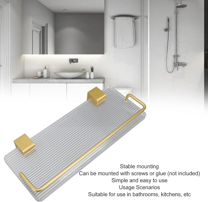 Floating Shelves for Wall Set, Modern Acrylic Bathroom Shelves, Multipurpose Storage Shelves for Bathroom, Kitchen (30cm)
