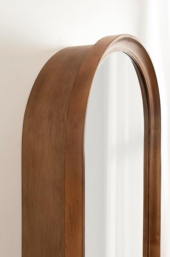Kate and Laurel Hatherleigh Modern Arched Bathroom Cabinet with Mirror, 20 x 6 x 30, Rustic Brown, Decorative Wooden Bathroom Mirror with Storage for Bath Medicine Cabinet or Over-The-Toilet Storage