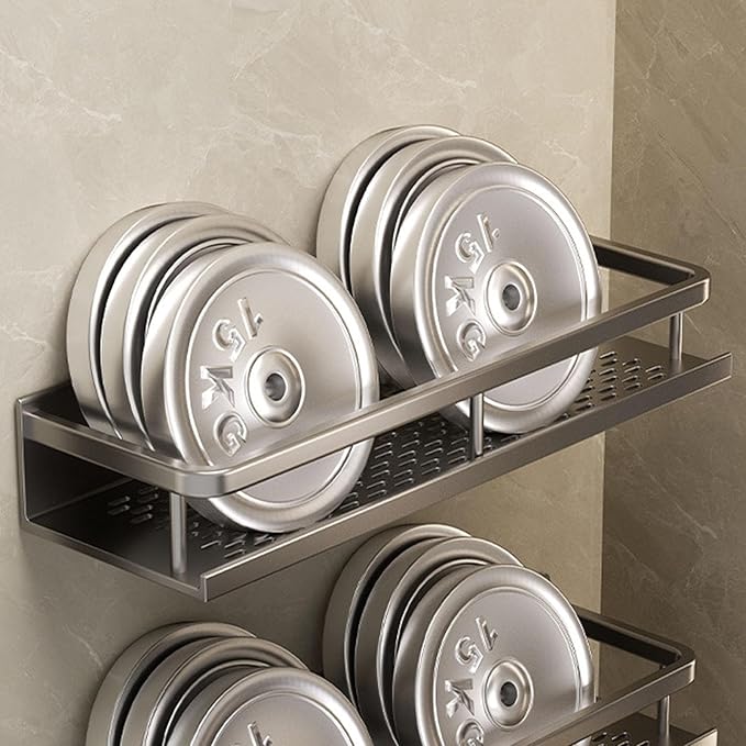 Bathroom Rack,Gray 40cm Space Saving Draining Hole Storage Rack Wall Mounted Bathroom Floating Shelf for Bathroom Toilet Balcony Toilet Wall