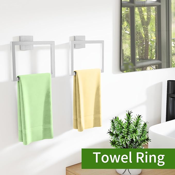 2 Pack Hand Towel Ring, Hand Towel Holder Stainless Steel,Towel Rings for Bathroom Wall,Kitchen (Brush Nickel)