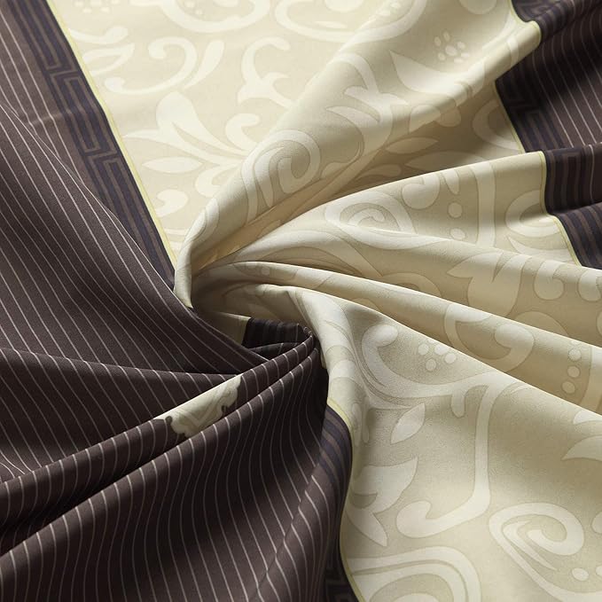 Fabric Shower Curtain, Brown Shower Curtain, Brown Tan Striped Pattern Shower Curtains for Bathroom, Modern Decorative Bathroom Curtains - 72" W x 72" H