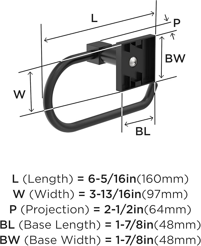 Amerock BH36071MB | Matte Black Single Post Toilet Paper Holder | 6-5/16 in. Length Toilet Tissue Holder | Appoint | Bath Tissue Holder | Bathroom Hardware | Bath Accessories