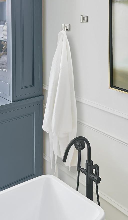 Amerock BH36030PN | Polished Nickel Single Robe Hook | 2-1/8 in. (54 mm) Length Towel Holder | Revitalize | Towel Hook for Bathroom | Bathroom Hardware | Bath Accessories