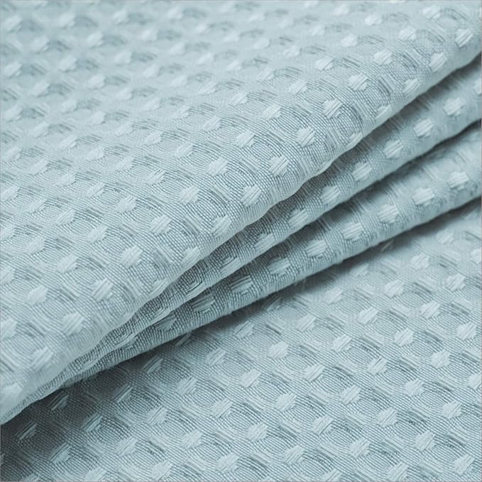 Barossa Design Stall Shower Curtain Fabric 36 x 72 Inch, Waffle Weave, Hotel Luxury Spa, 230 GSM Heavy Duty, Water Repellent, Blue Pique Pattern Decorative Bathroom Curtain