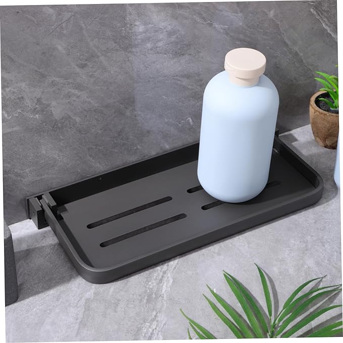 ERINGOGO Foldable Bathroom Shelf Hidden Metal Wall Storage Rack for Sink and Laundry Room Space Saving Vanity Tray for Laundry Storage and Organization