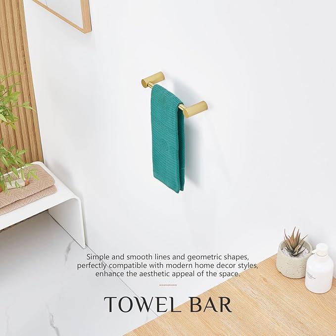 KOKOSIRI Towel Ring for Bathroom Hardware Accessories 9-Inch Hand Towel Holder Contemporary Wall Mounting Brushed Gold Stainless Steel, B4007BG-L9