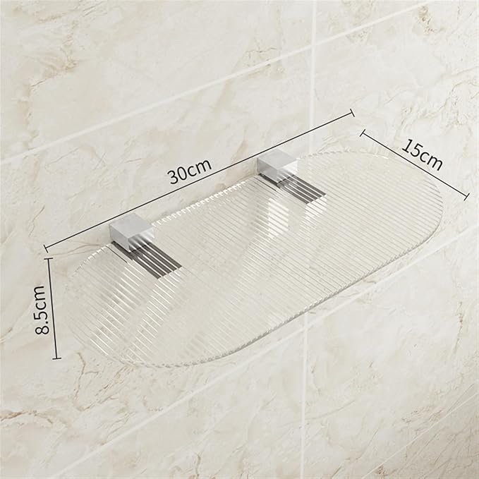 Bathroom Shelves , Acrylic Floating Shelves for Wall, Clear Acrylic Display Shelf, Wall Decoration & Storage Shelf for Living Room, Bathroom, Bedroom, Kitchen ,Wall Mounted Storage Rack(Clear,Medium)