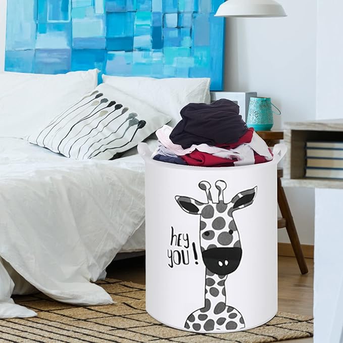 Collapsible Laundry Basket in Bedroom Waterproof Laundry Hamper in Bathroom Large Laundry Bag in College Dormitory Cloakroom Livingroom Nursery Organizer Toy Bin Giraffe-002