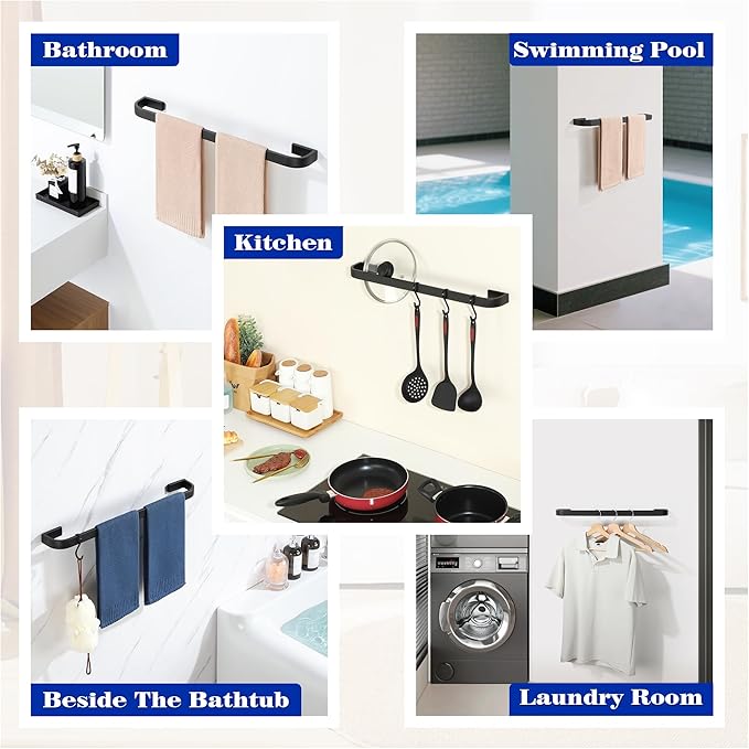Alise Towel Bar for Bathroom,Black Towel Holder 24'' Towel Racks for Bathroom Wall Mount,SUS304 Stainless Steel Towel Rail Towel Hanger for Walls