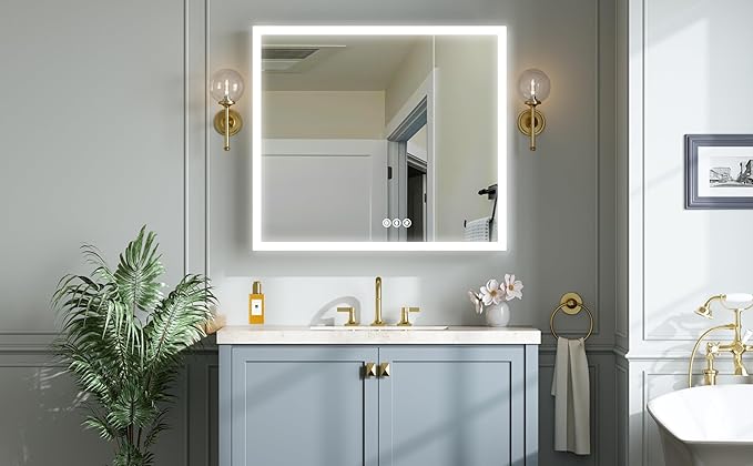 36x32 Inch Lighted Medicine Cabinet with Mirror, AL Alloy, Plug-in or Hardwired, Recessed or Wall Mount, Mirror Doors/3 Colors/Dimmable/Interior Sensor Light/Defog, 2 Outlets&USBs,3 Shelves