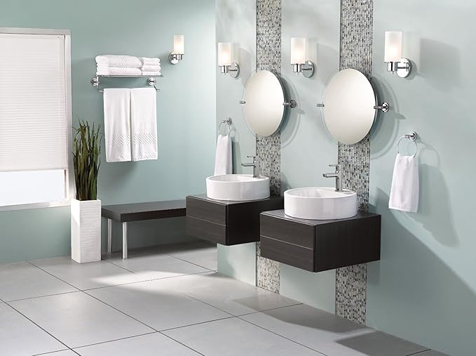 Moen Chrome Iso 24-Inch Wide Bathroom Hotel-Style Towel Shelf with Towel Bar, DN0794CH