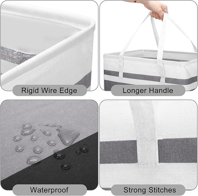 Foaincore 6 Pieces 75 L Laundry Hamper Basket Organizer Large Laundry Bag Bulk Waterproof Collapsible Clothe Storage with Handles for Dorm Room Bedroom Towels (Black Gray)
